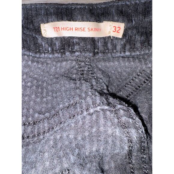 Levi's 721 Jeans 32x30 Black Corduroy Mid Rise Straight Fit Preppy Casual Pants - Picture 5 of 9